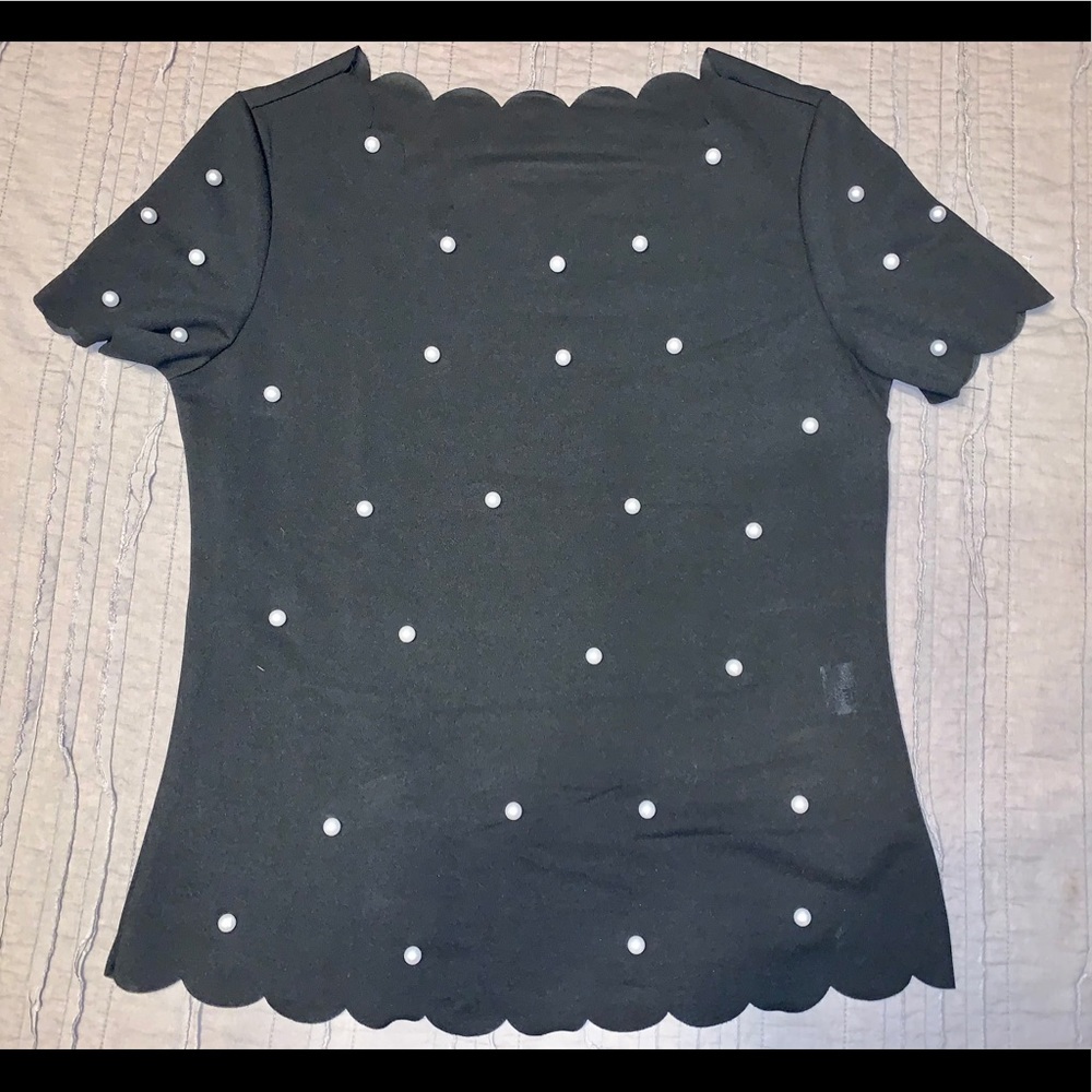 Never worn black shirt with pearls